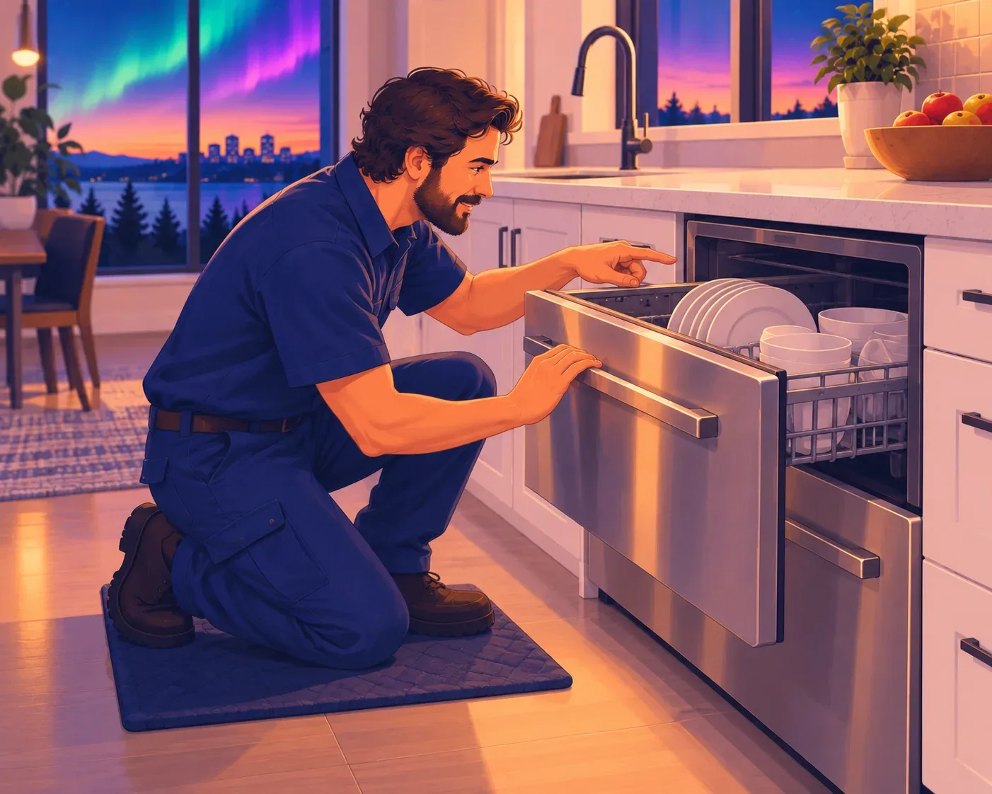 Dishwasher repair in a Barrie, Ontario kitchen