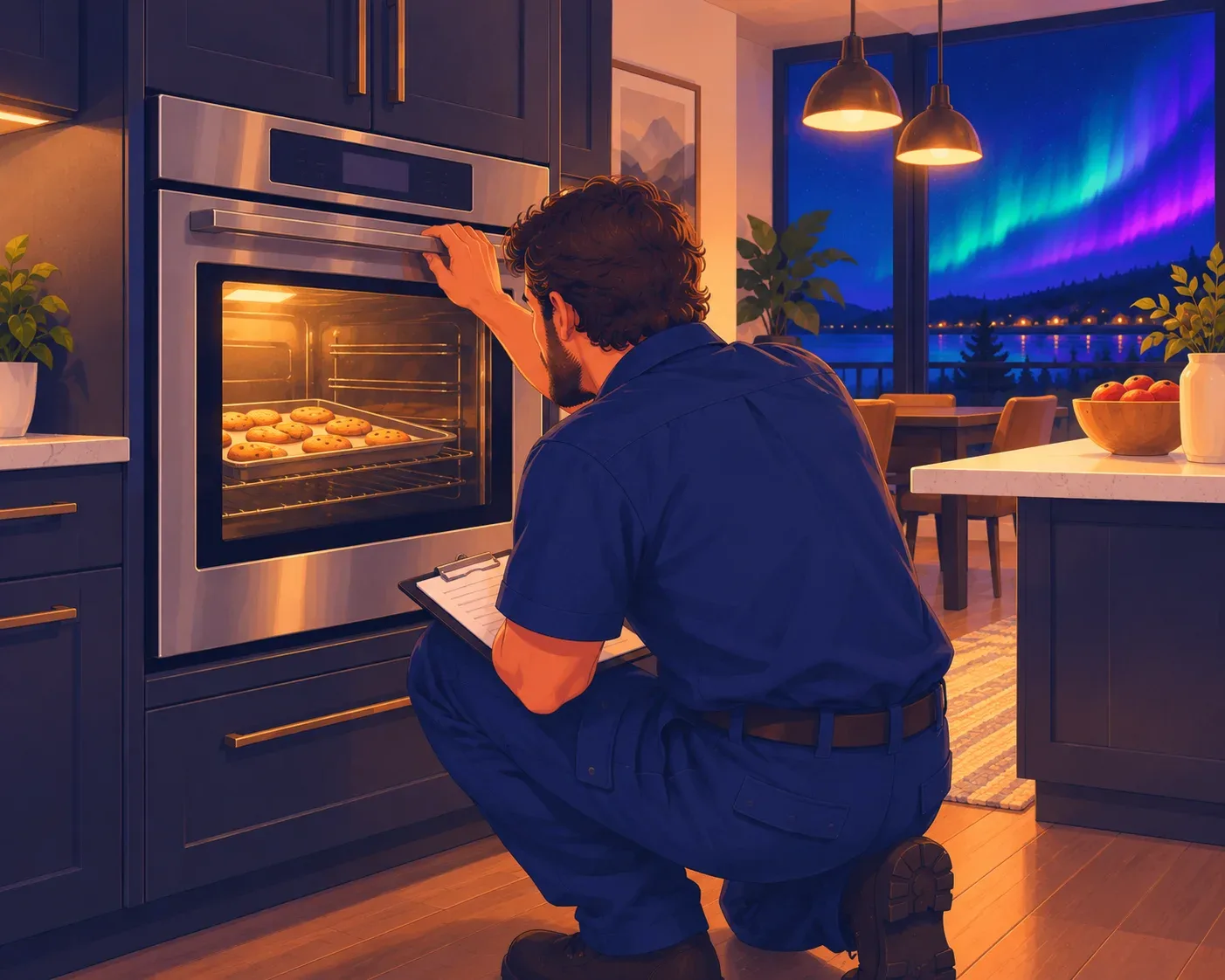 Oven repair in a Barrie, Ontario kitchen